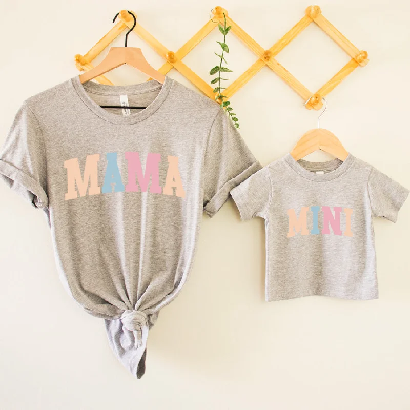 Pastel Mama & Mini College Matching Grey T-Shirts Faux Fur Fabric Real Fur Fabric Shearling Fabric
