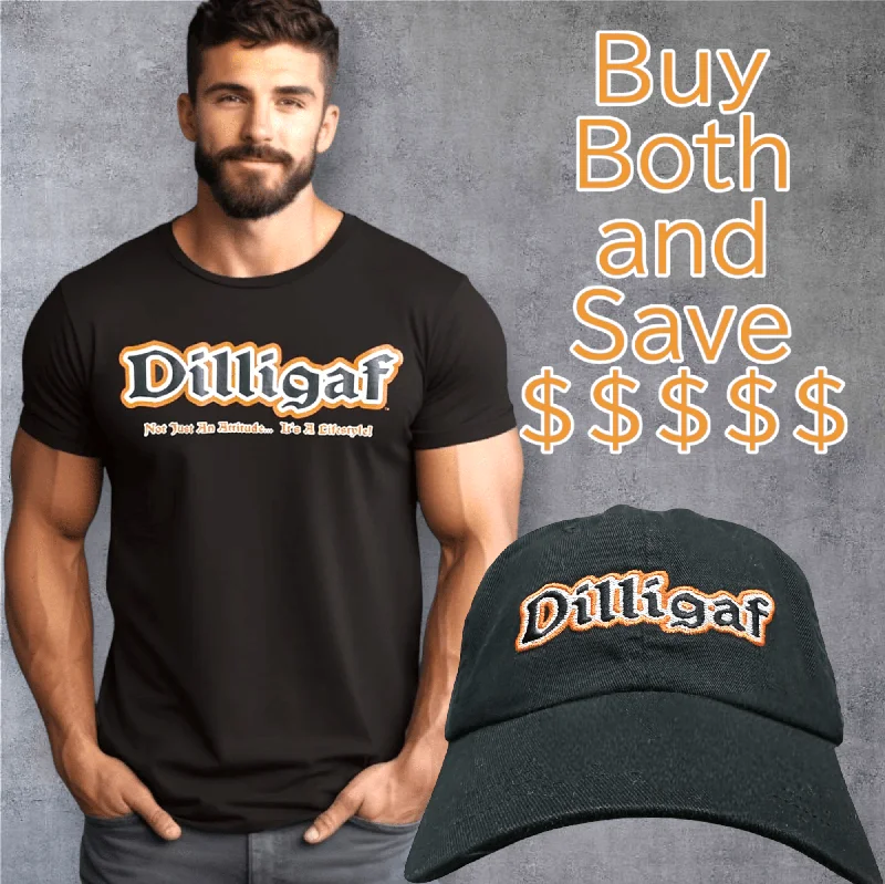 The Dilligaf OG T-shirt and Adjustable Hat Bundle Rayon Fabric Velvet Fabric Corduroy Fabric