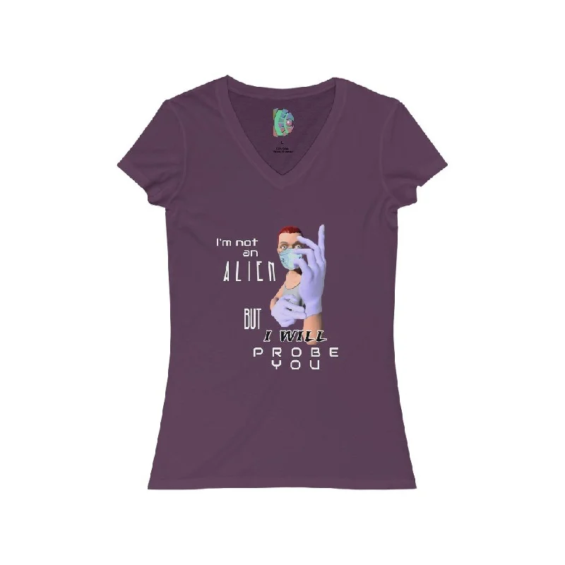 Probe You (Full - Gal) Women's Jersey Short Sleeve V-Neck Tee