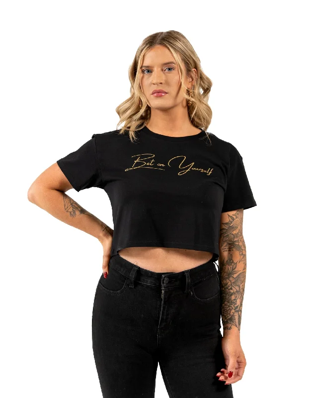 Bet on Yourself Crop Tee - Black w/ Gold