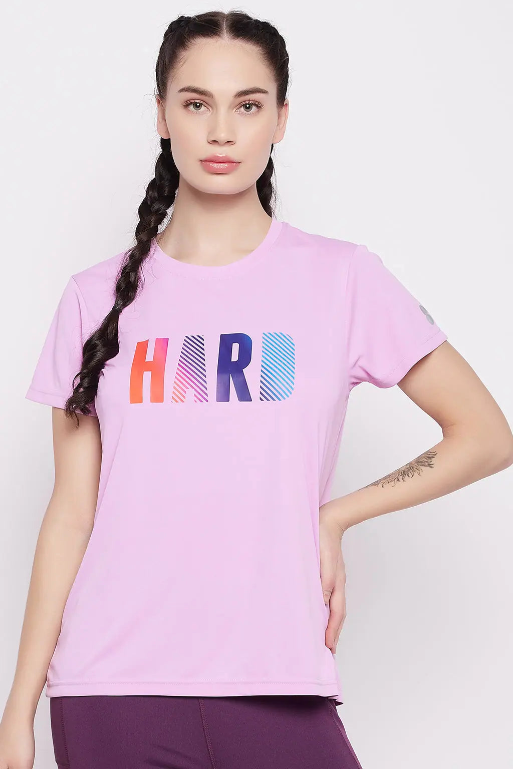 Comfort Fit Text Print Active T-shirt in Lilac