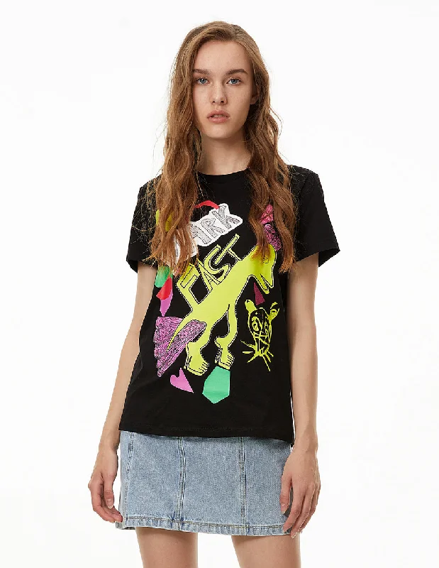 MARK FAST Women MF Neon Monster Short Sleeve T-Shirt