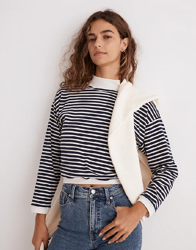 Mockneck Crop Tee in Stripe