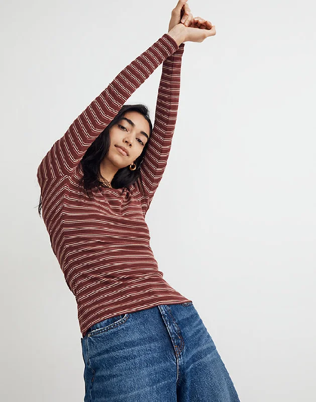 Ribbed Crewneck Tee in Macey Stripe