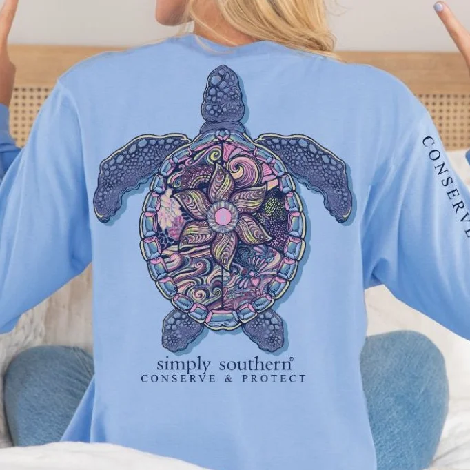 Simply Southern Women’s Long Sleeve T-Shirt - Mandala Turtle Design