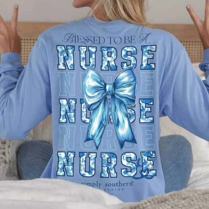 Simply Southern "Blessed to be a Nurse" Long Sleeve T-Shirt with Bow