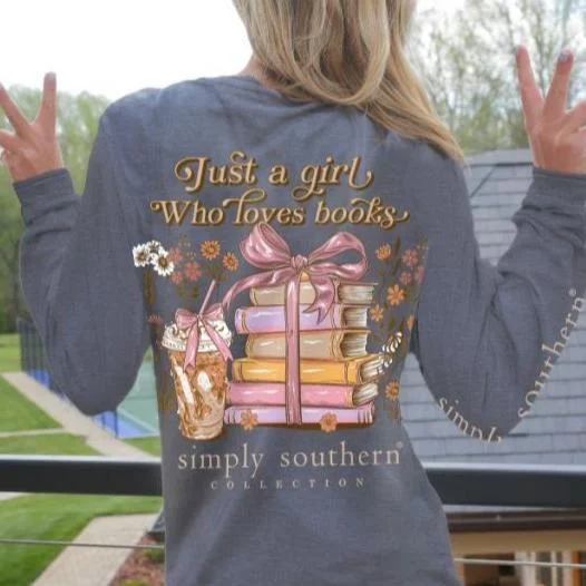 Simply Southern Women's Long Sleeve "Just A Girl Who Loves Books" T-Shirt