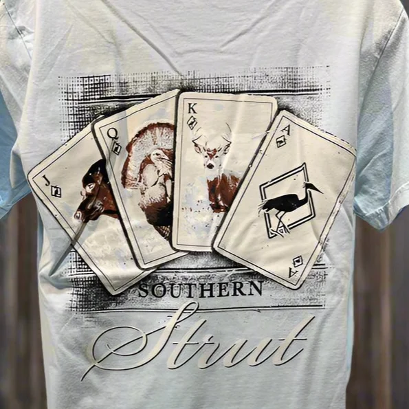 Southern Strut Hunting Cards Short Sleeve T-Shirt Mens and Womens