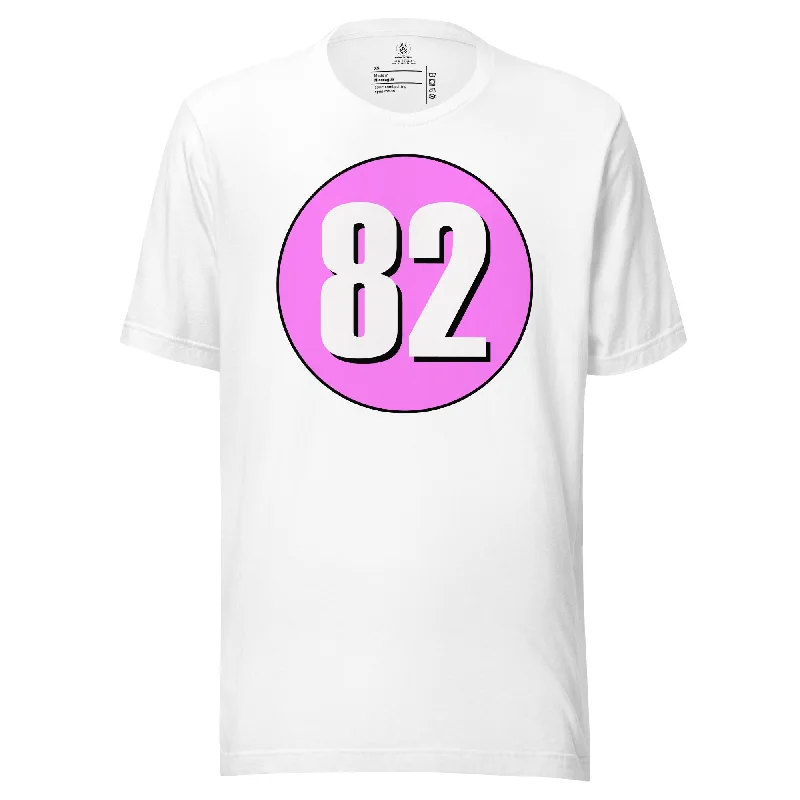 Unisex t-shirt: White on Pink 82