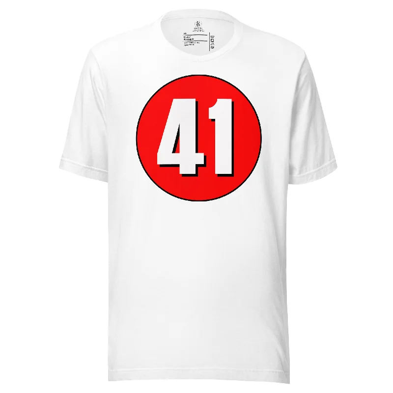 Unisex t-shirt: White on Red 41