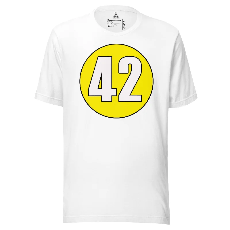 Unisex t-shirt: White on Yellow 42