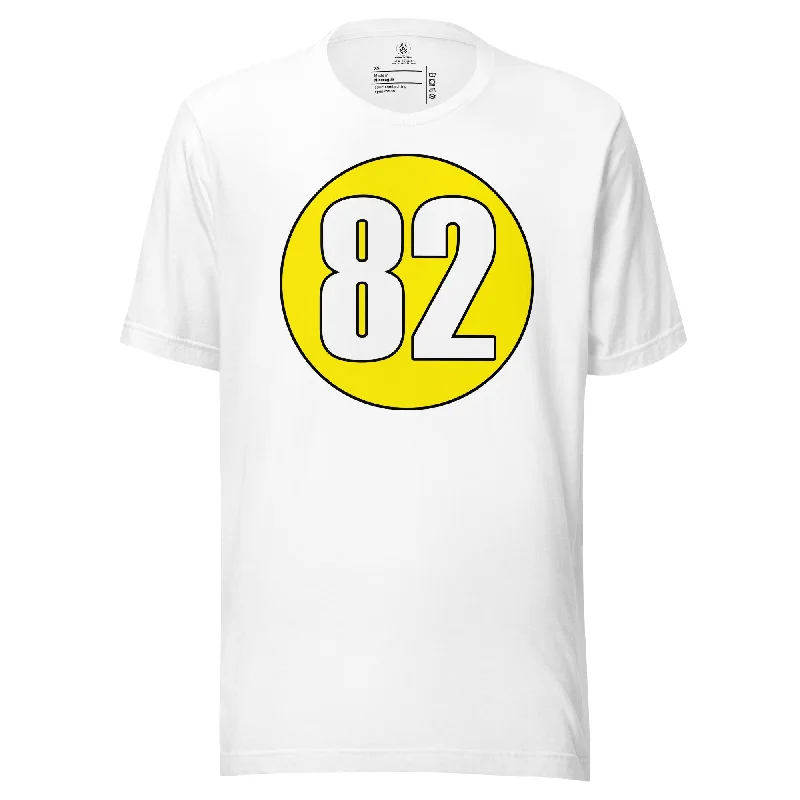 Unisex t-shirt: White on Yellow 82