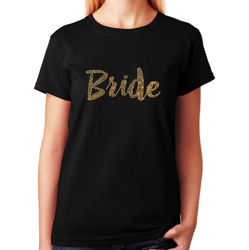 Women's / Unisex T-Shirt with Gold Bride in Rhinestones