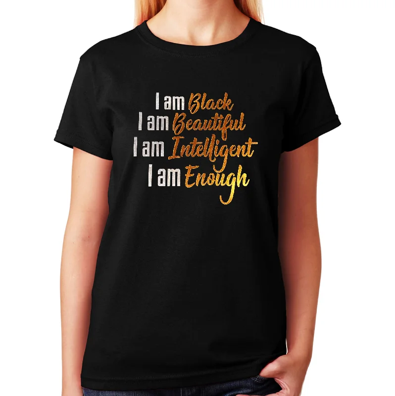 Women's / Unisex T-Shirt with I am Black I am Beautiful in Foil Print