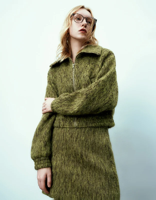 Printed Zipper Front Straight Woolen Jacket Fitted Jacket Loose Jacket Oversized Jacket Printed Zipper Front Straight Woolen Jacket Fitted Jacket Loose Jacket Oversized Jacket