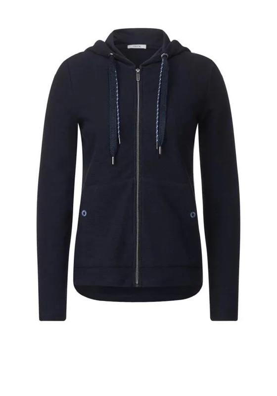 Cecil Hooded Sweater Jacket, Universal Blue Notch Collar Peter Pan Collar Cowl Neck Cecil Hooded Sweater Jacket, Universal Blue Notch Collar Peter Pan Collar Cowl Neck
