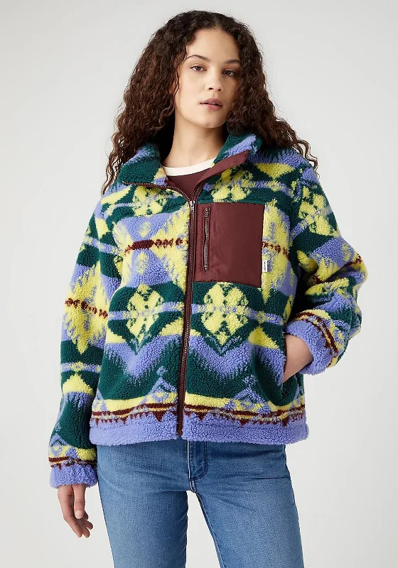 Wrangler Zip Through Aztec Print Sherpa Jacket, Very Peri Fitted Jacket Loose Jacket Oversized Jacket Wrangler Zip Through Aztec Print Sherpa Jacket, Very Peri Fitted Jacket Loose Jacket Oversized Jacket