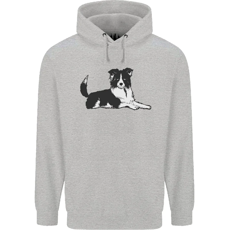 A Border Collie Dog Lying Down Mens 80% Cotton Hoodie Hoodie with Drawstring Waist Adjustable Fitted A Border Collie Dog Lying Down Mens 80% Cotton Hoodie Hoodie with Drawstring Waist Adjustable Fitted