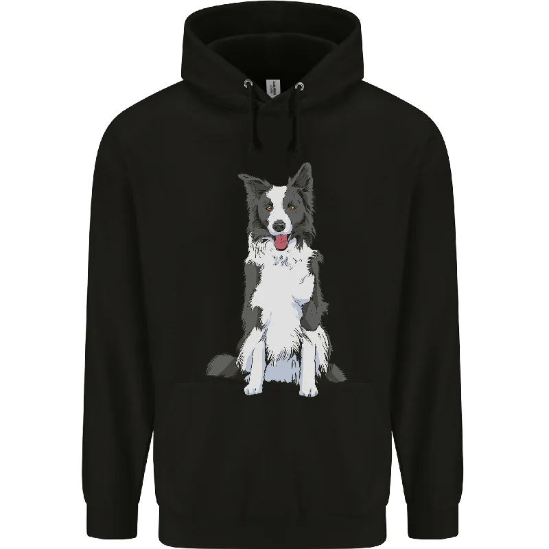 A Border Collie Mens 80% Cotton Hoodie Hoodie with Rhinestones Sparkly Elegant