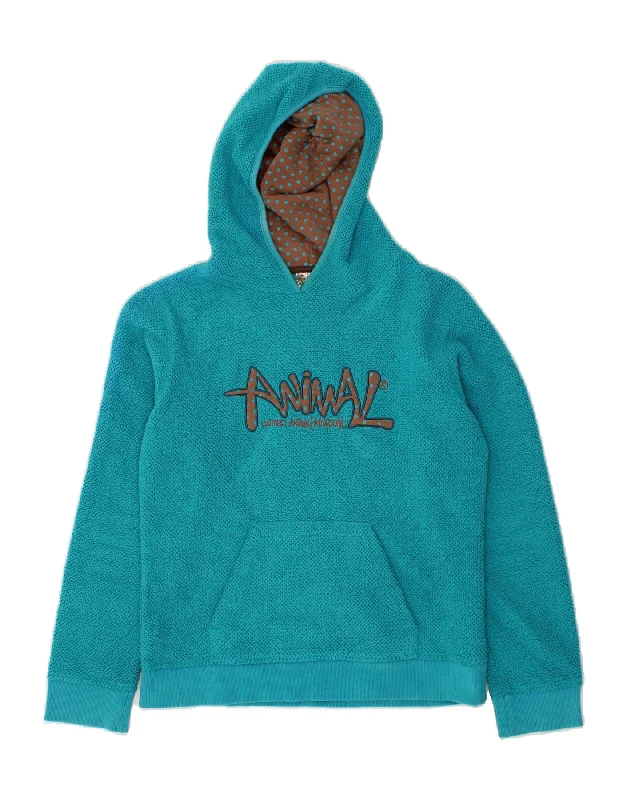 ANIMAL Womens Graphic Fleece Hoodie Jumper UK 12 Medium Blue Polyester Hoodie with Crew Neck Simple Timeless ANIMAL Womens Graphic Fleece Hoodie Jumper UK 12 Medium Blue Polyester Hoodie with Crew Neck Simple Timeless