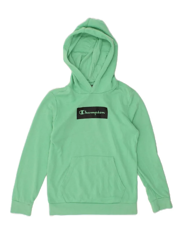 CHAMPION Boys Graphic Hoodie Jumper 11-12 Years Large Green Cotton Hoodie Fleece Lining Warmth CHAMPION Boys Graphic Hoodie Jumper 11-12 Years Large Green Cotton Hoodie Fleece Lining Warmth