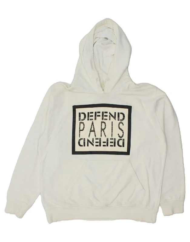 DEFEND PARIS Mens Graphic Hoodie Jumper Medium White Cotton Hoodie with Mesh Breathable Sporty DEFEND PARIS Mens Graphic Hoodie Jumper Medium White Cotton Hoodie with Mesh Breathable Sporty