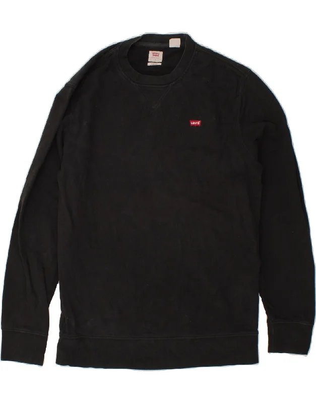 LEVI'S Mens Standard Sweatshirt Jumper Small Black Cotton Hoodie with Batwing Sleeves Loose Dramatic
