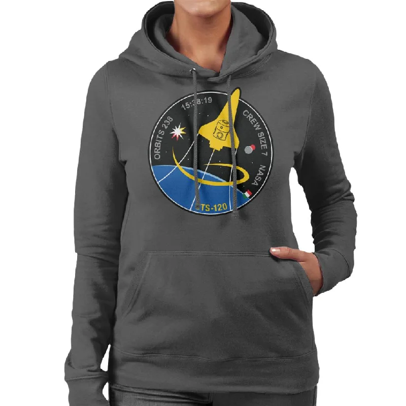NASA STS 120 Shuttle Mission Imagery Patch Women's Hooded Sweatshirt Hoodie Jacket Zipper Layering