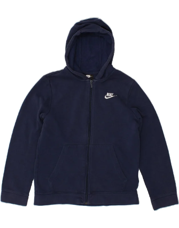 NIKE Boys Zip Hoodie Sweater 12-13 Years Large Navy Blue Hoodie with Hem Drawcord Adjustable Customizable NIKE Boys Zip Hoodie Sweater 12-13 Years Large Navy Blue Hoodie with Hem Drawcord Adjustable Customizable