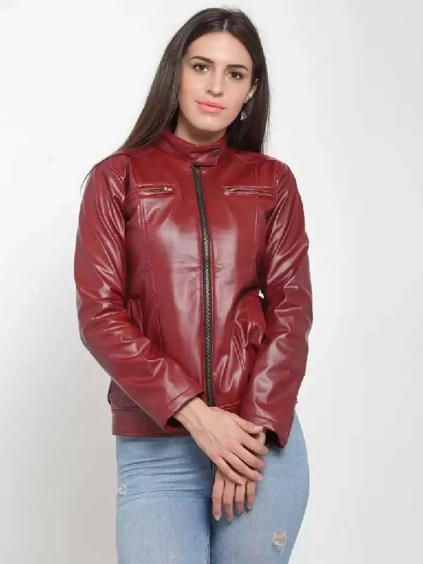 TANDUL  Full Sleeve Solid Women Leather Jacket