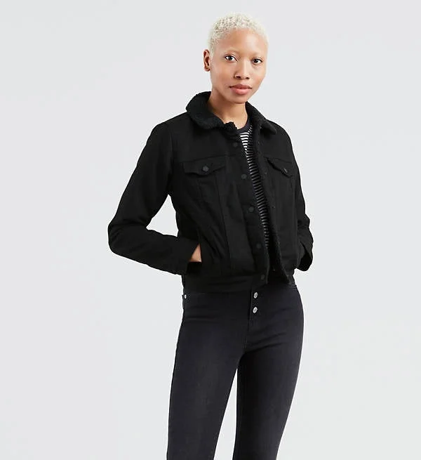 Levis Sherpa Womens Trucker Jacket BLACK