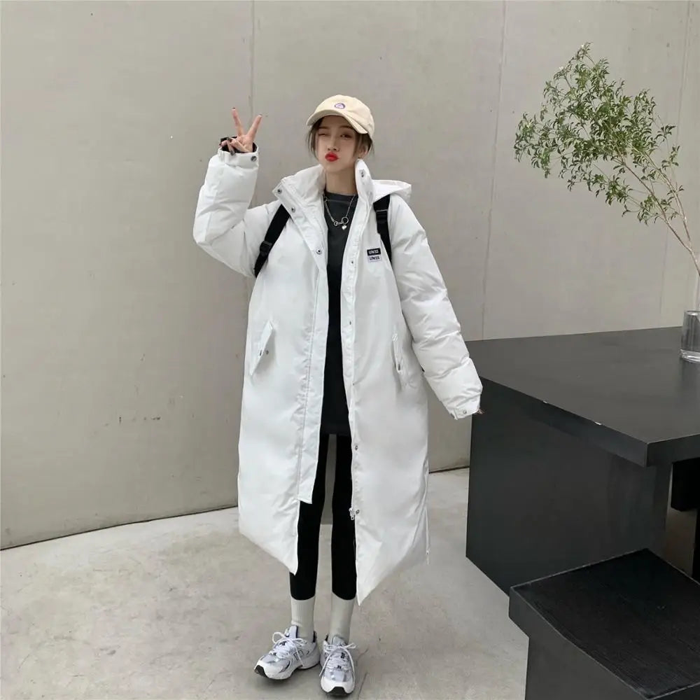 Korean Loose Hooded Long Padded Jacket