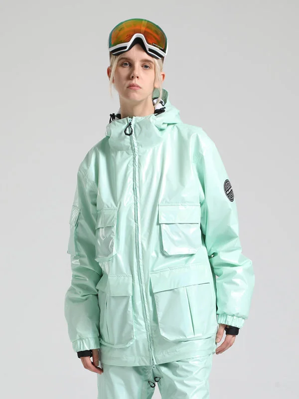 Women's Gsou Snow Neon Holographic Cargo Snow Jacket