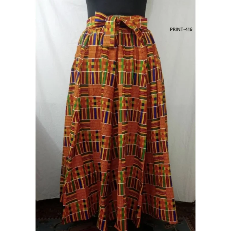African Print Ankara Long Maxi Skirt with Headwrap - Yellow Kente lightweight skirt design African Print Ankara Long Maxi Skirt with Headwrap - Yellow Kente lightweight skirt design