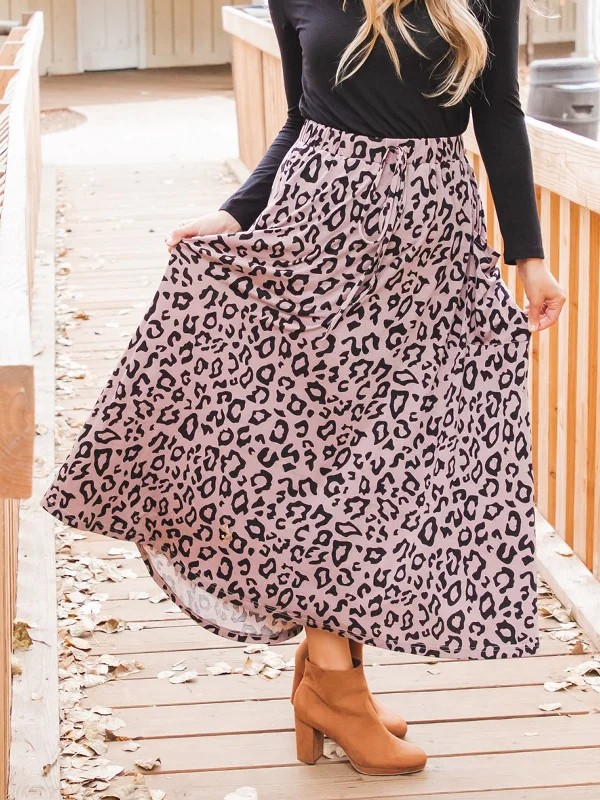 Animal Print Olive Pocket Skirt silk skirt luxurious