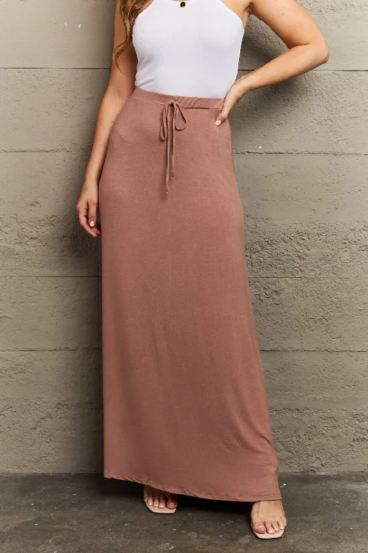 Culture Code For The Day Full Size Flare Maxi Skirt in Chocolate high waist skirt