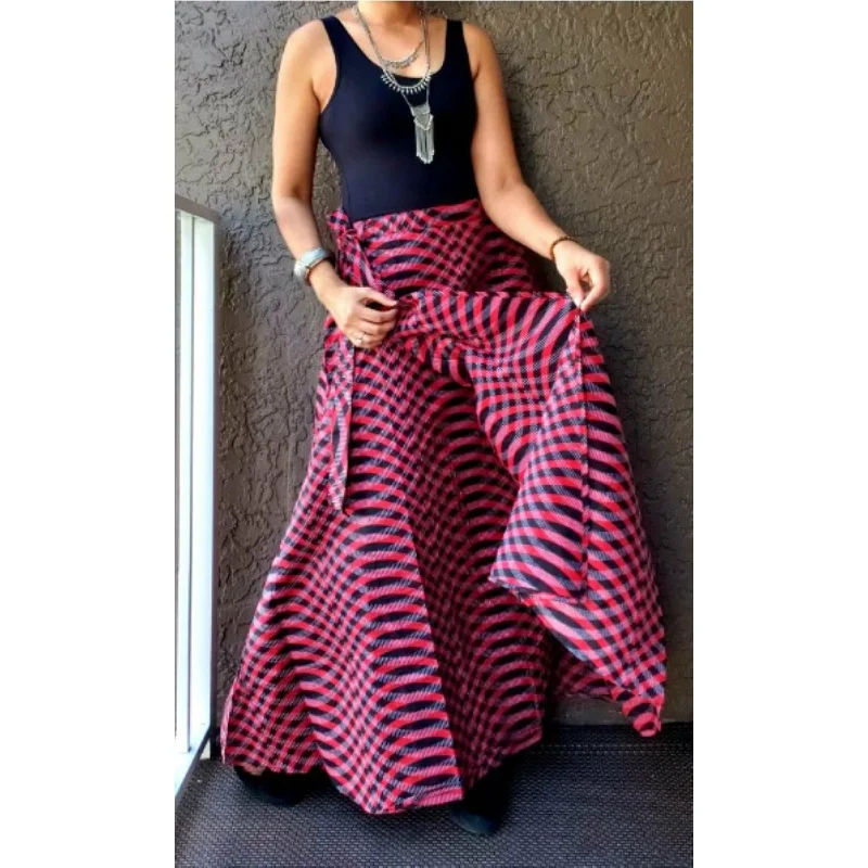 Ethnic African Print Wrap Maxi Skirt Free size velvet skirt rich