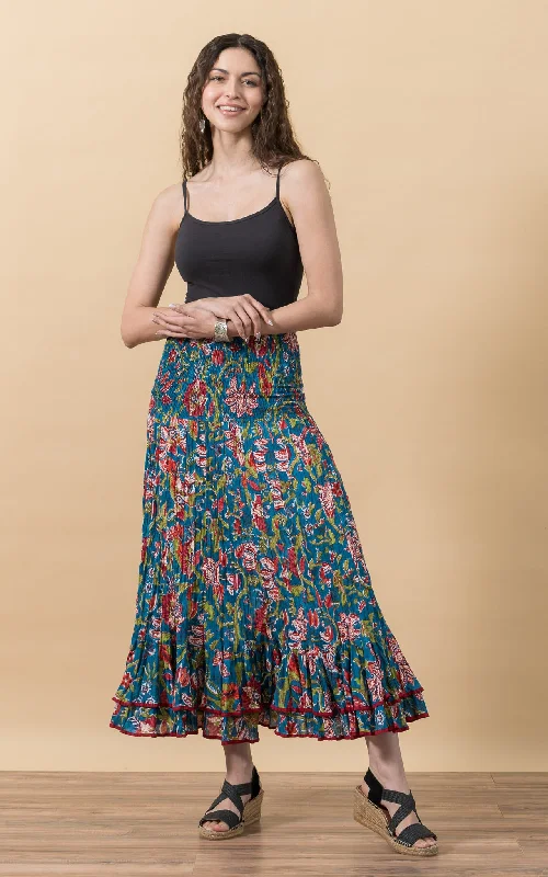 Macarena Skirt, Long, Zara Turquoise linen skirt breathable