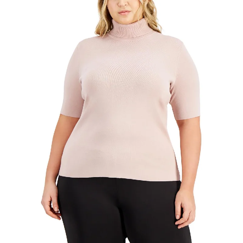 Anne Klein Womens Plus Turtleneck Elbow Sleeves Turtleneck Sweater Cotton Fabric Linen Fabric Terry Fabric Anne Klein Womens Plus Turtleneck Elbow Sleeves Turtleneck Sweater Cotton Fabric Linen Fabric Terry Fabric