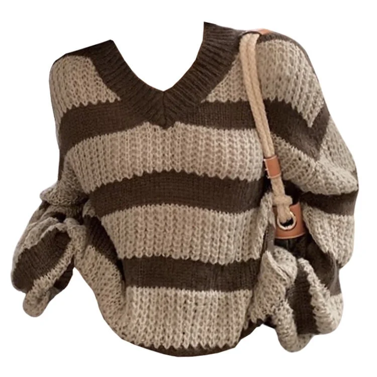 Cozy Reading Striped Sweater Spandex Rayon Corduroy