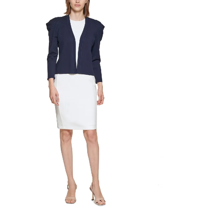 Calvin Klein Womens Puff Sleeve Open Front Shrug Sweater Satin Fabric Silk Fabric Chiffon Fabric Calvin Klein Womens Puff Sleeve Open Front Shrug Sweater Satin Fabric Silk Fabric Chiffon Fabric