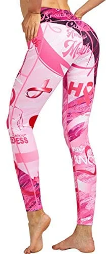 COOLOMG Women's Yoga Pants Printed Leggings Workout Running Tights with Side Pockets Pink S Comfortable Ribbed Waistband Leggings COOLOMG Women's Yoga Pants Printed Leggings Workout Running Tights with Side Pockets Pink S Comfortable Ribbed Waistband Leggings