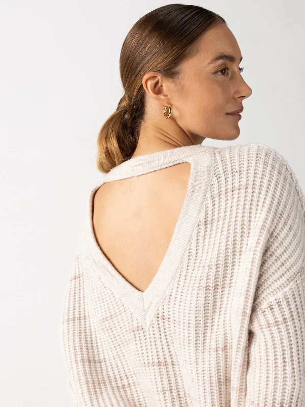Cozy V Back Sweater Coco Smoke Multi Tailored Straight A-Line