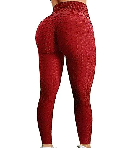 FITTOO Womens High Waisted Honeycomb Ruched Butt Scrunched Booty Leggings Workout Running Lift Textured Tights (A-Peach Butt Red) Comfortable Running Leggings FITTOO Womens High Waisted Honeycomb Ruched Butt Scrunched Booty Leggings Workout Running Lift Textured Tights (A-Peach Butt Red) Comfortable Running Leggings