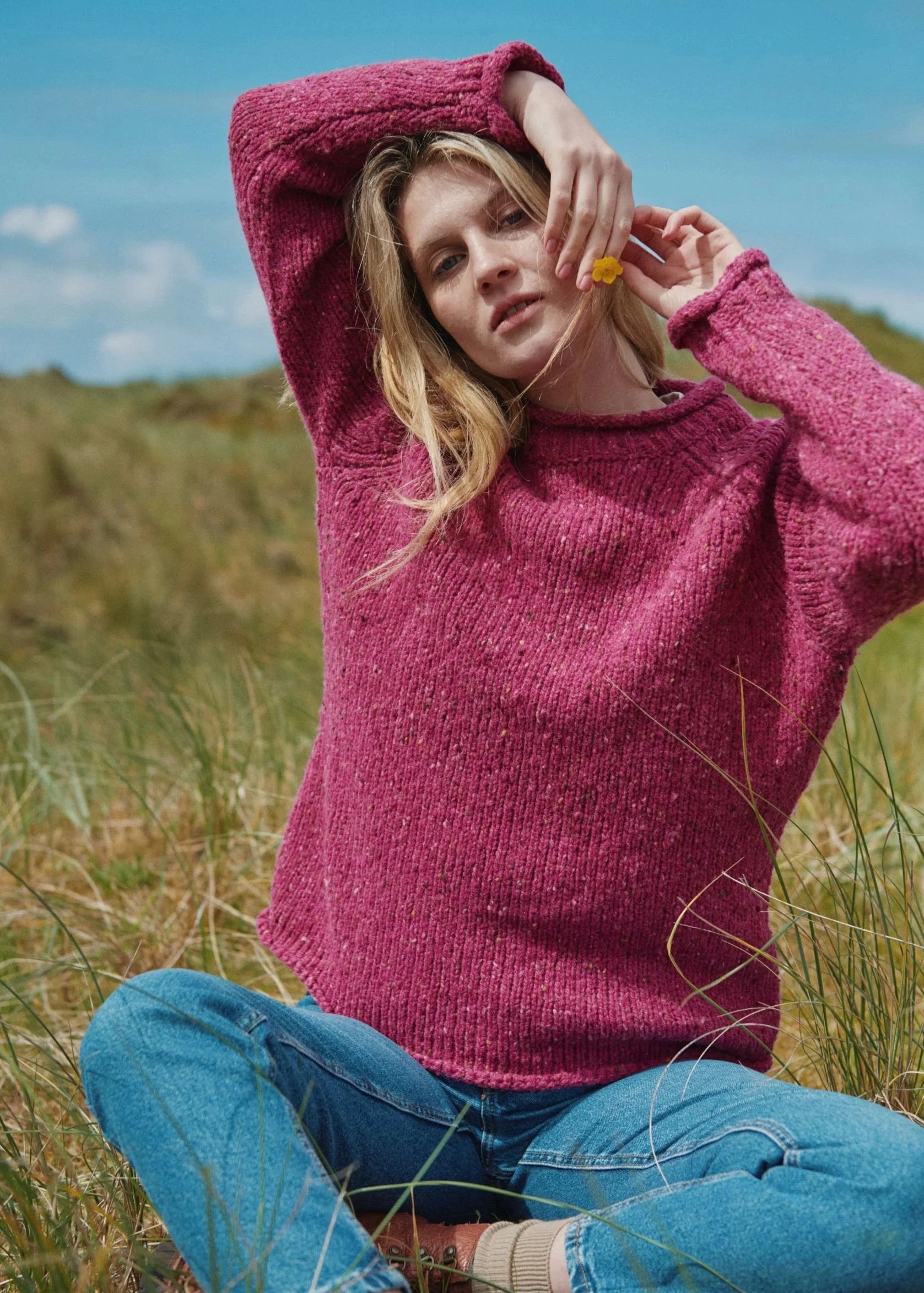 Ladies Donegal Roll Neck Sweater | Pink Nylon Fabric Polyester Fabric Spandex Fabric Ladies Donegal Roll Neck Sweater | Pink Nylon Fabric Polyester Fabric Spandex Fabric