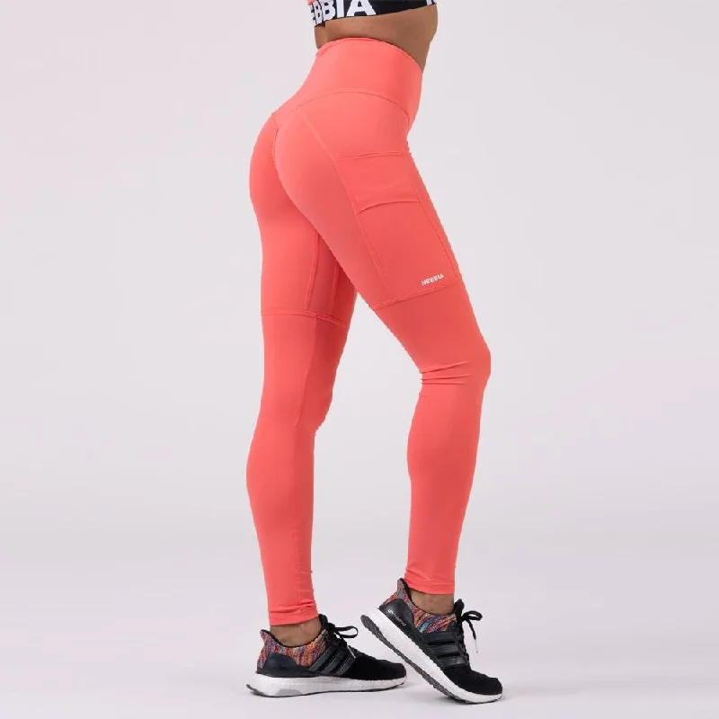 Nebbia High Waist Fit & Smart Leggings 505 - Peach Comfortable Ribbed Sports Leggings Nebbia High Waist Fit & Smart Leggings 505 - Peach Comfortable Ribbed Sports Leggings
