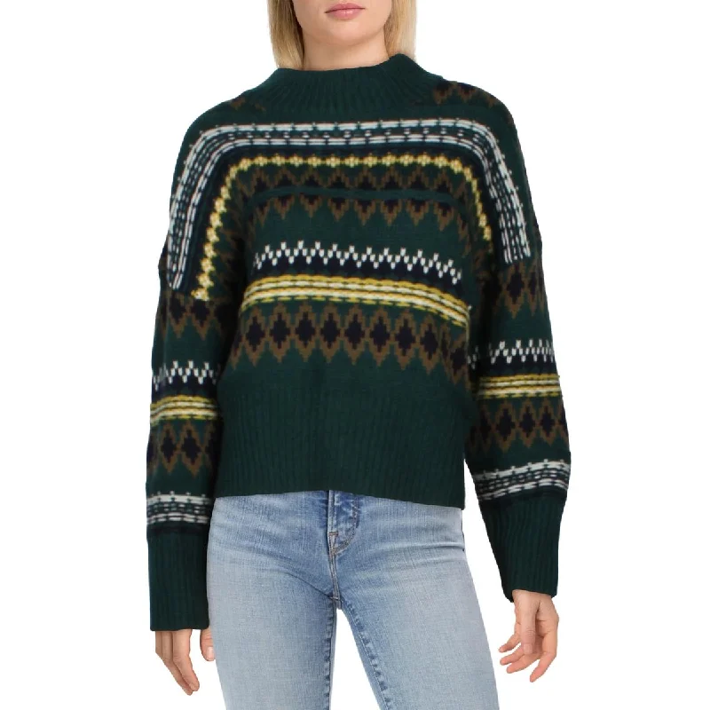 Rag & Bone Womens Willow All Over Fairisle Wool Knit Mock Sweater Polka Dot Checkered Tartan Rag & Bone Womens Willow All Over Fairisle Wool Knit Mock Sweater Polka Dot Checkered Tartan