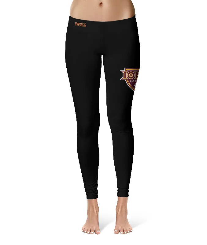 Iona College Gaels Game Day Large Logo on Thigh Black Yoga Leggings for Women by Vive La Fete