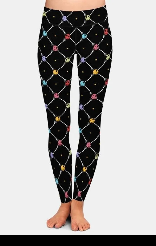 Ladies 3D Colourful Heads and Boney Hands Printed Leggings