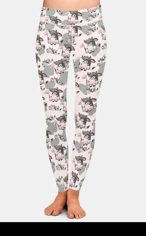 Ladies 3D Cute Cartoon Cows Printed Leggings